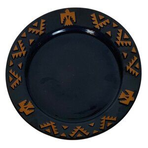 Frankoma Pottery Native American Dinner Plate 10.5 inch Navy Blue Thunderbird
